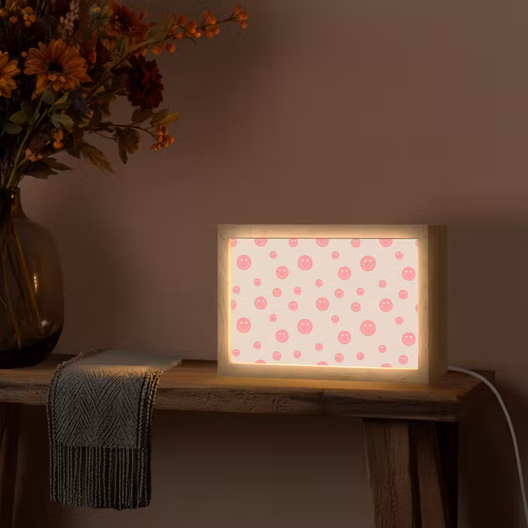Smiley - Hart - Ogen - Patroon Light Box met kabel (Tafellamp) klein 924 -sfeer4