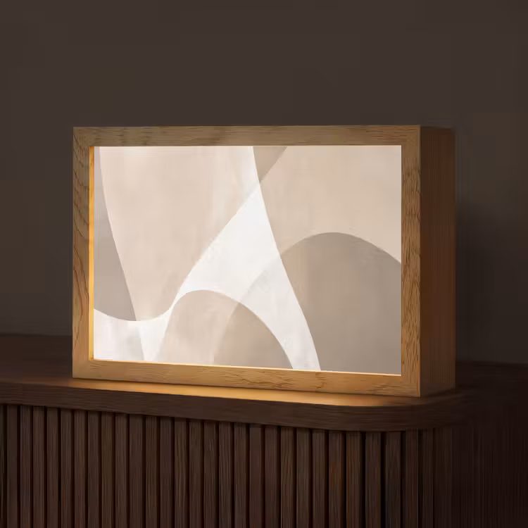 Vloeiende vlakken - Harmonieus - Golvend Light Box met kabel (Tafellamp) klein -z3d_website