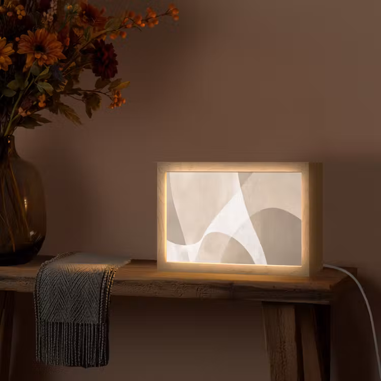 Vloeiende vlakken - Harmonieus - Golvend Light Box met kabel (Tafellamp) klein -sfeer4