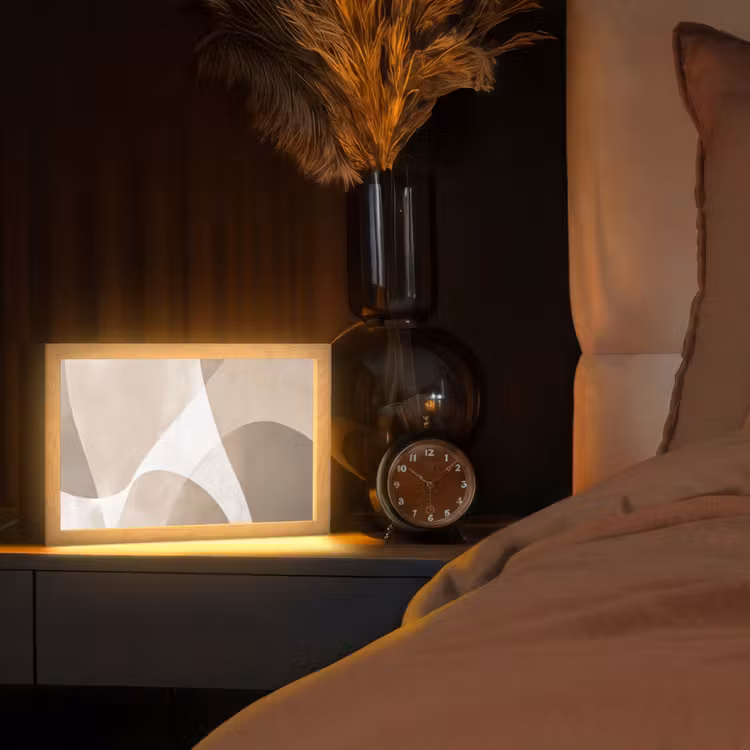 Vloeiende vlakken - Harmonieus - Golvend Light Box met kabel (Tafellamp) klein -sfeer1