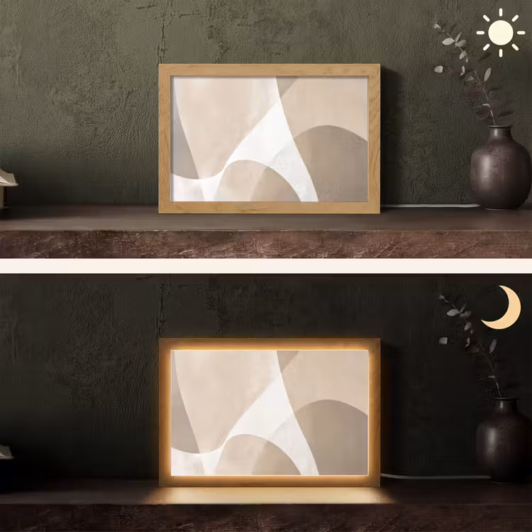 Vloeiende vlakken - Harmonieus - Golvend Light Box met kabel (Tafellamp) klein -sfeer3