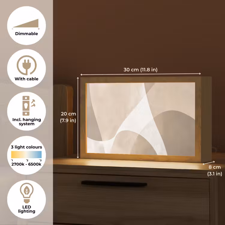 Vloeiende vlakken - Harmonieus - Golvend Light Box met kabel (Tafellamp) klein -USP_EN