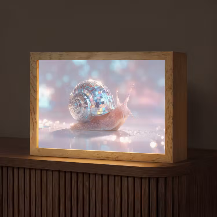 Slak - Disco - Mozaïek - Blauw Light Box met kabel (Tafellamp) klein -z3d_website