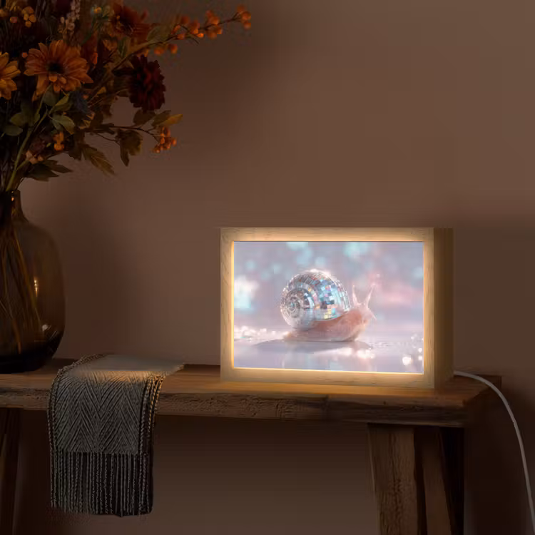 Slak - Disco - Mozaïek - Blauw Light Box met kabel (Tafellamp) klein -sfeer4