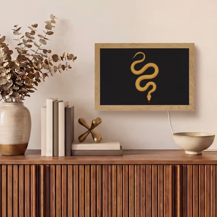 Slang - Minimalistisch - Goud Light Box met kabel (Tafellamp) klein -sfeer2