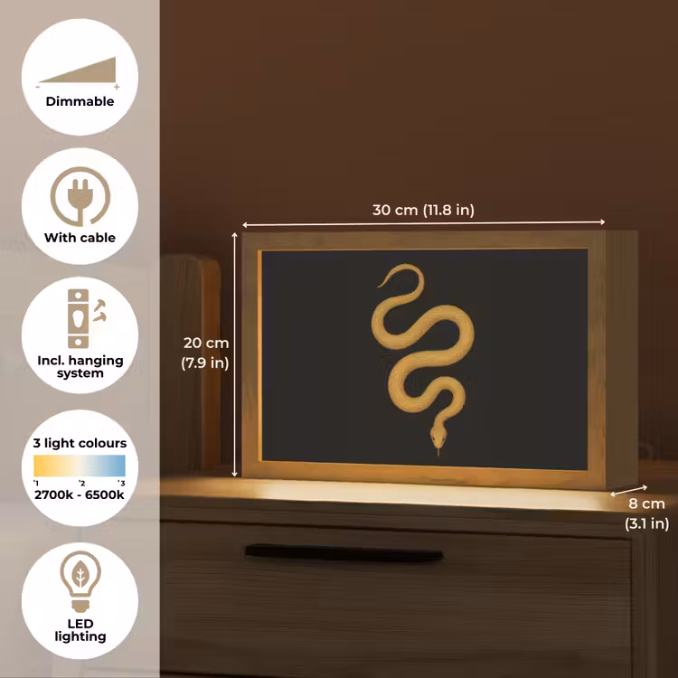 Slang - Minimalistisch - Goud Light Box met kabel (Tafellamp) klein -USP_EN