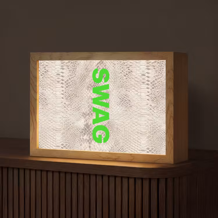 Slangenprint - SWAG - Neon - Groen Light Box met kabel (Tafellamp) klein -z3d_website