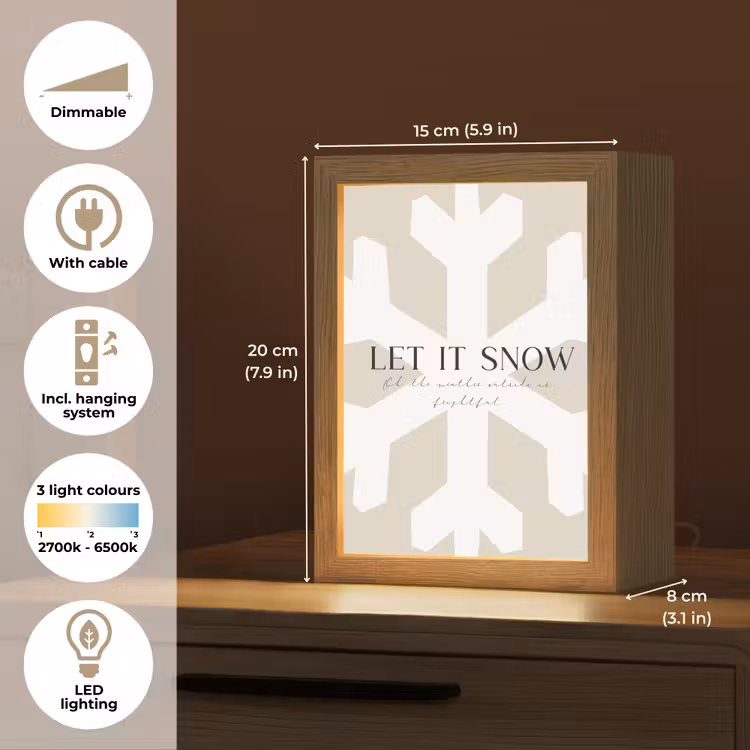 Sneeuw - Japandi - Winter - Decoratie Light Box met kabel (Tafellamp) klein -USP_EN