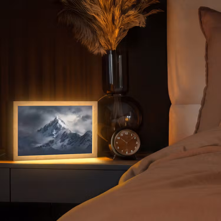 Sneeuw - Berg - Wolken Light Box met kabel (Tafellamp) klein -sfeer1