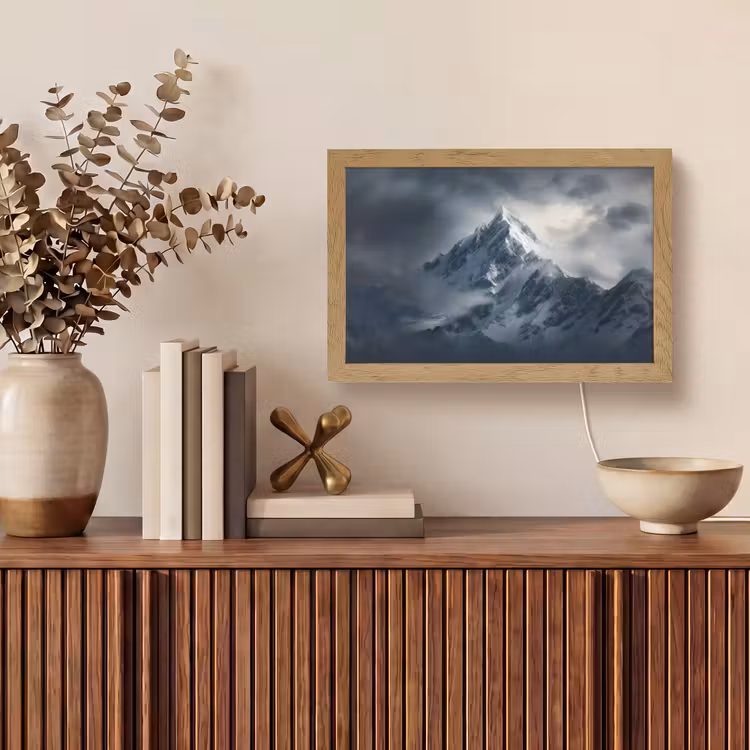 Sneeuw - Berg - Wolken Light Box met kabel (Tafellamp) klein -sfeer2
