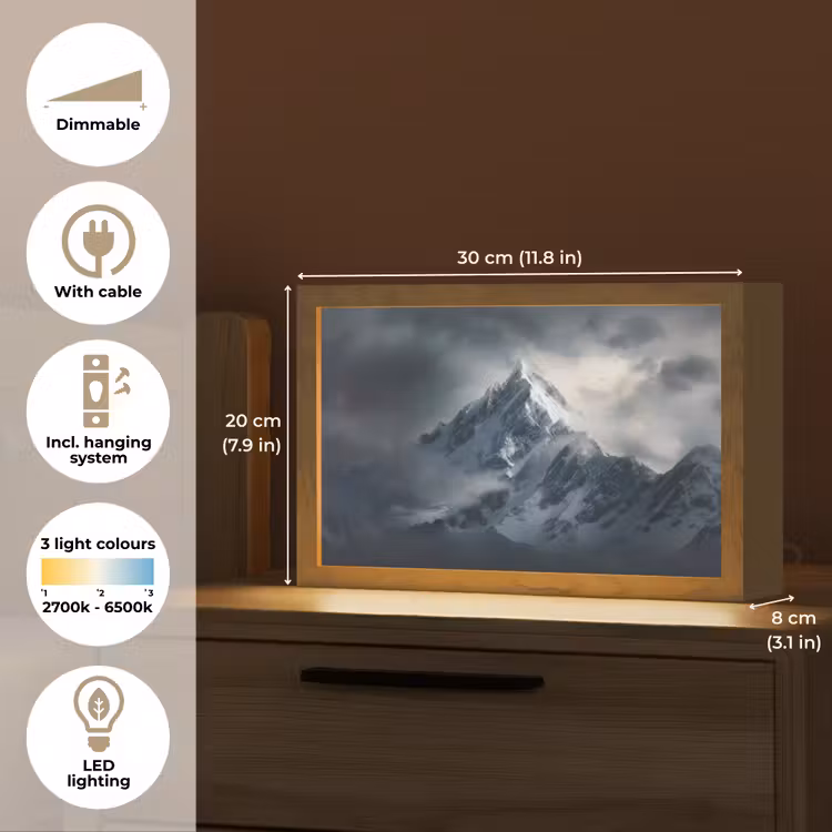 Sneeuw - Berg - Wolken Light Box met kabel (Tafellamp) klein -USP_EN