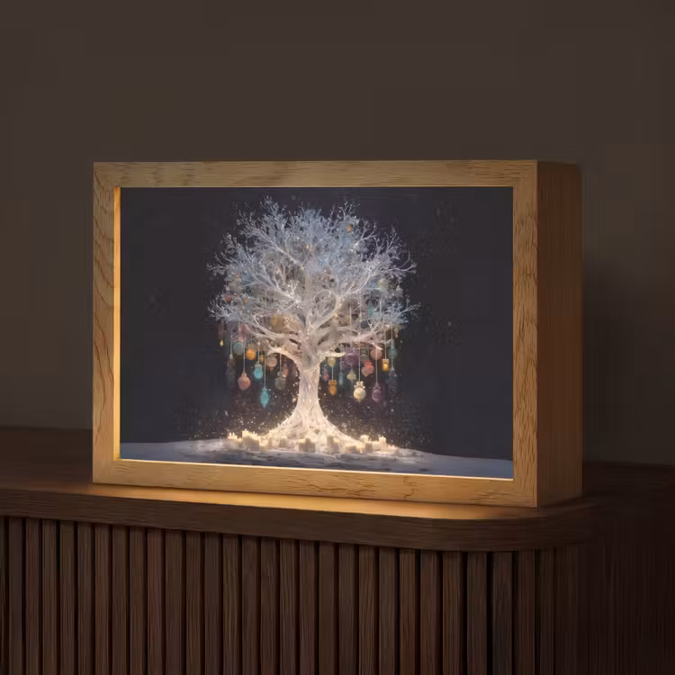 Sneeuwboom - Lichtjes - Wit - Kleurrijk Light Box met kabel (Tafellamp) klein -z3d_website