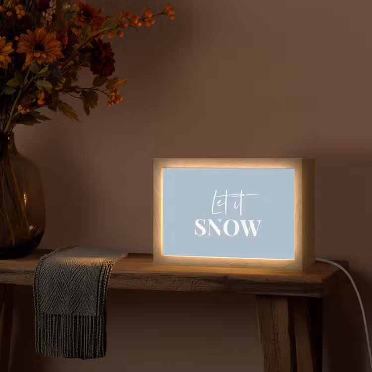 Sneeuw - Winter - Blauw - Let it snow Light Box met kabel (Tafellamp) klein -sfeer4