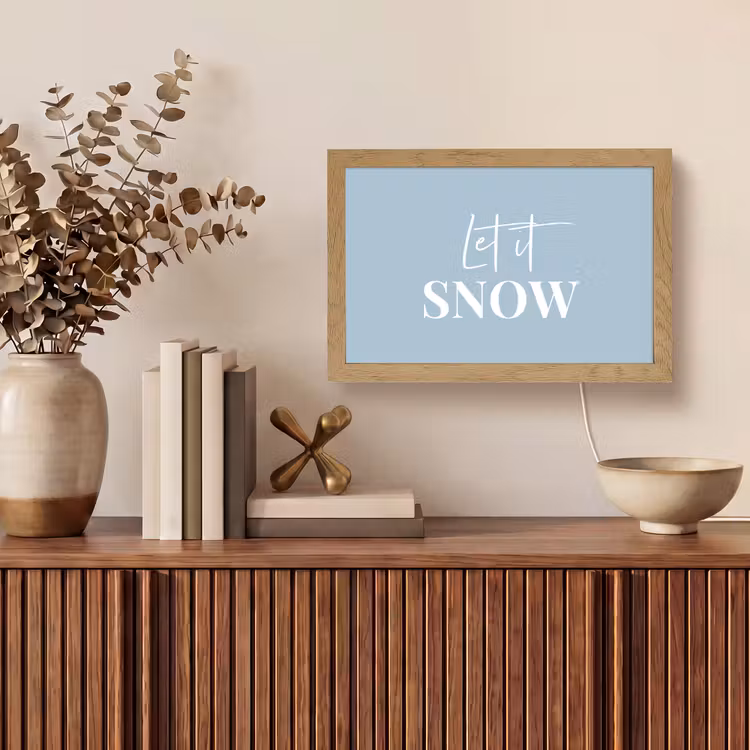 Sneeuw - Winter - Blauw - Let it snow Light Box met kabel (Tafellamp) klein -sfeer2
