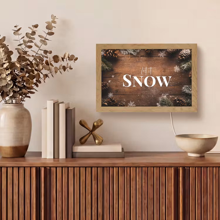 Sneeuw - Houtlook - Quote - Let it snow Light Box met kabel (Tafellamp) klein -sfeer2