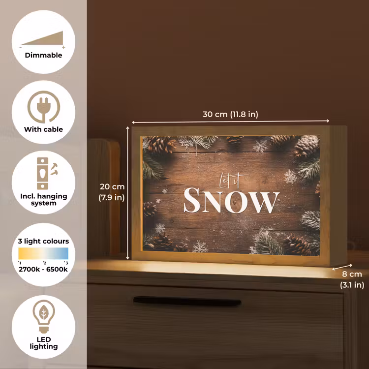 Sneeuw - Houtlook - Quote - Let it snow Light Box met kabel (Tafellamp) klein -USP_EN
