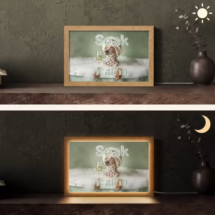 Soak it all in - Hond - Bad Light Box met kabel (Tafellamp) klein -sfeer3