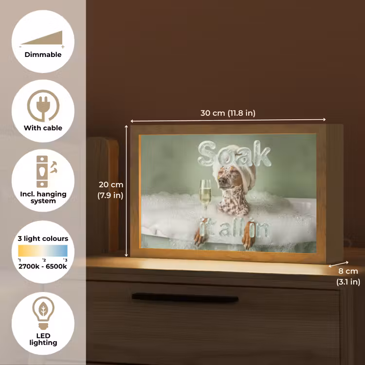 Soak it all in - Hond - Bad Light Box met kabel (Tafellamp) klein -USP_EN