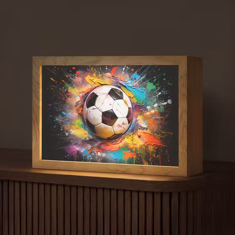 Voetbal - Verf - Kleuren - Zwart - Wit Light Box met kabel (Tafellamp) klein -z3d_website