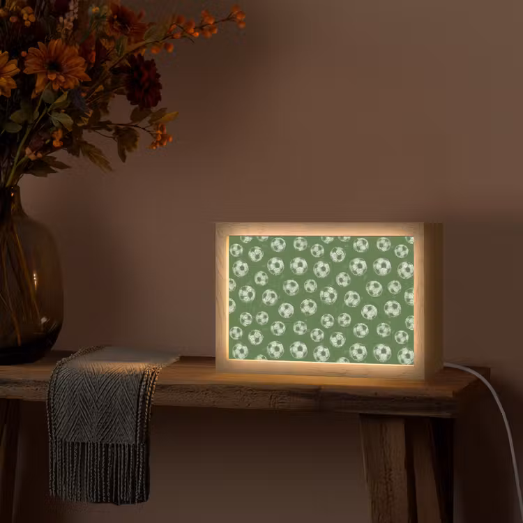 Voetbal - Sport - Groen Light Box met kabel (Tafellamp) klein 924 -sfeer4