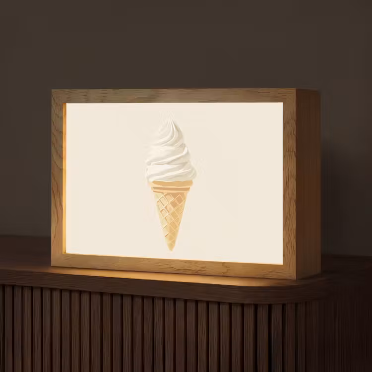 Softijs - Hoorntje - Wit Light Box met kabel (Tafellamp) klein -z3d_website