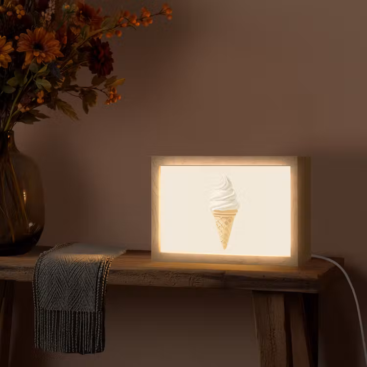 Softijs - Hoorntje - Wit Light Box met kabel (Tafellamp) klein -sfeer4