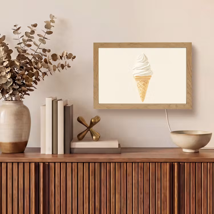Softijs - Hoorntje - Wit Light Box met kabel (Tafellamp) klein -sfeer2
