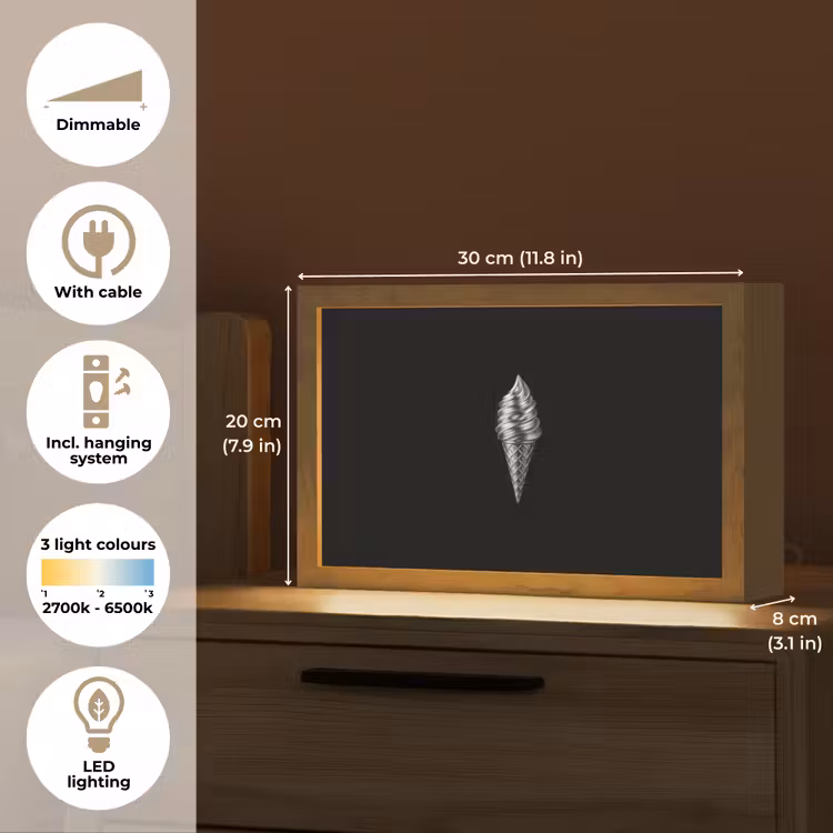 Softijs - Realistisch - Futuristisch Light Box met kabel (Tafellamp) klein -USP_EN