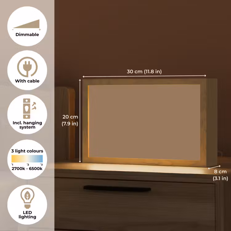 Soft - Walnut - Bruin Light Box met kabel (Tafellamp) klein 924 -USP_EN
