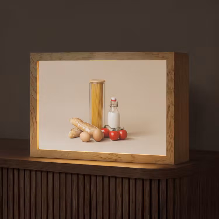 Spaghetti - Melk - Tomaten - Eieren - Brood Light Box met kabel (Tafellamp) klein -z3d_website
