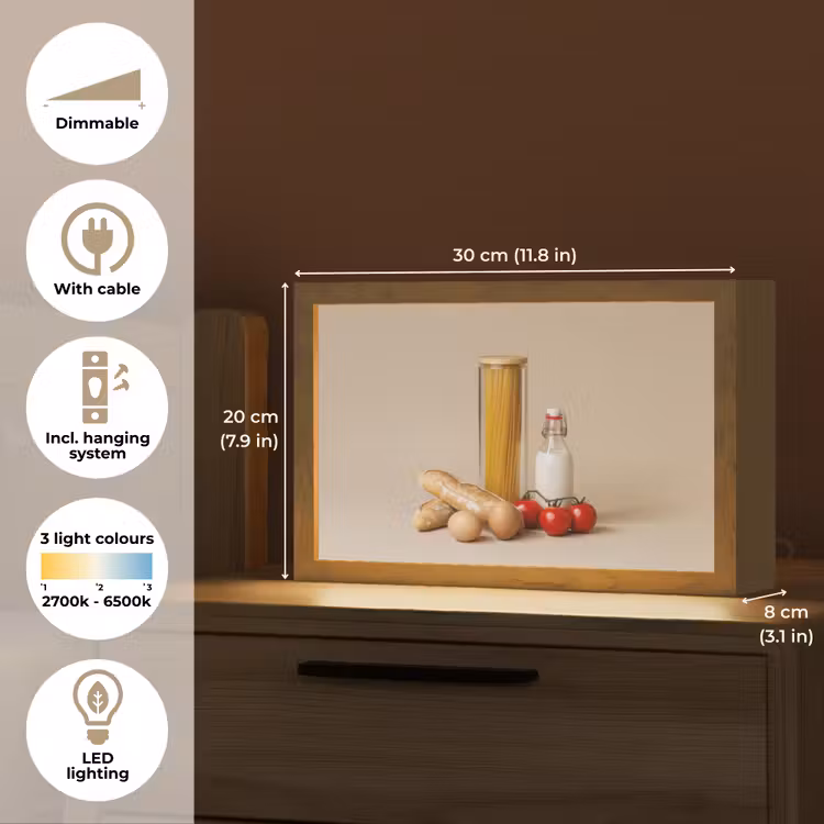 Spaghetti - Melk - Tomaten - Eieren - Brood Light Box met kabel (Tafellamp) klein -USP_EN