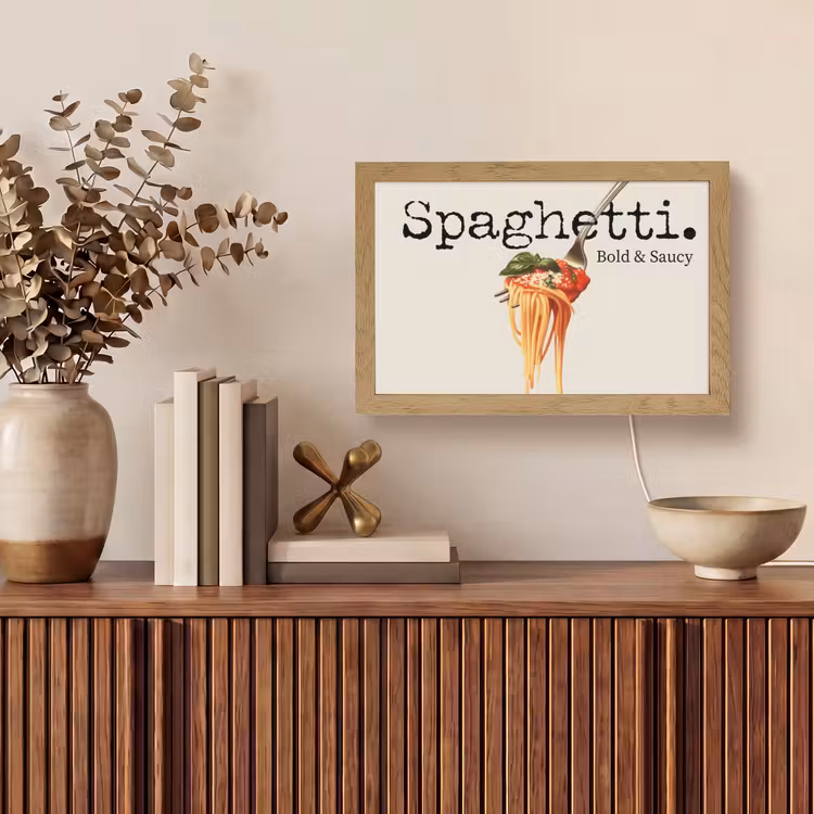 Spaghetti - tomatensaus - Parmezaanse kaas Light Box met kabel (Tafellamp) klein -sfeer2