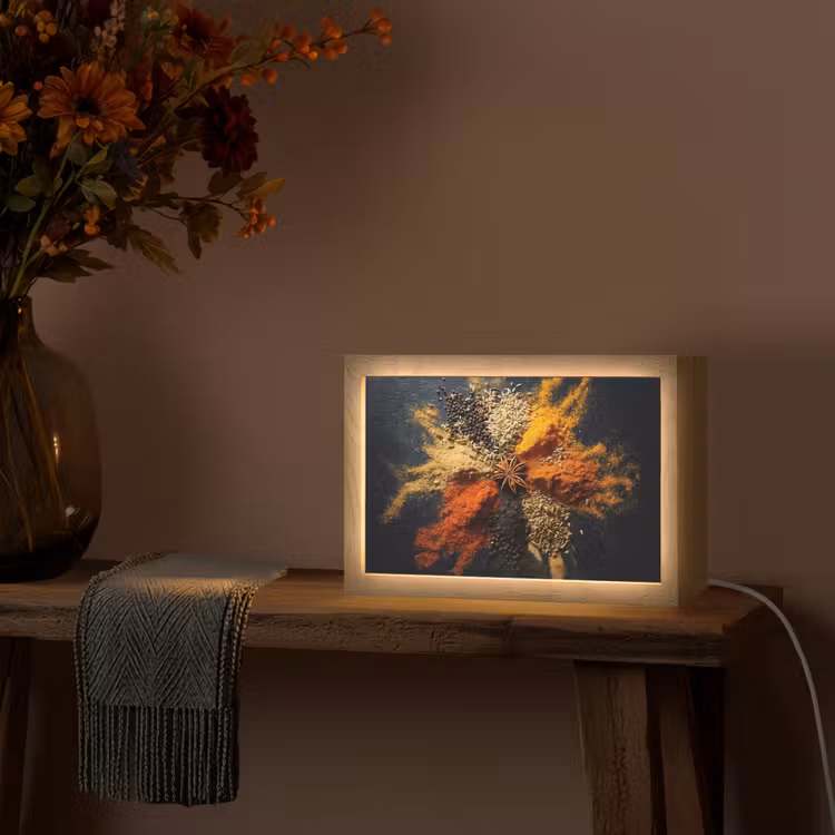 Specerijen - Explosie - Oranje Light Box met kabel (Tafellamp) klein -sfeer4