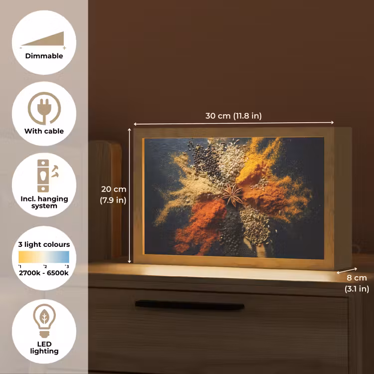 Specerijen - Explosie - Oranje Light Box met kabel (Tafellamp) klein -USP_EN