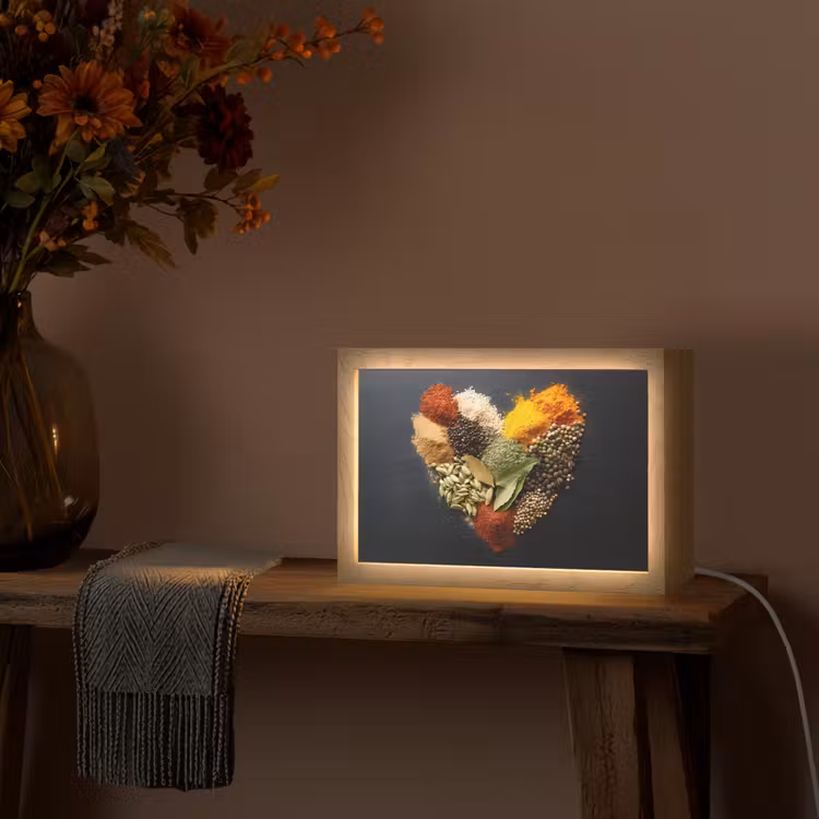Specerijen - Mix - Hartvorm - Zwart Light Box met kabel (Tafellamp) klein -sfeer4