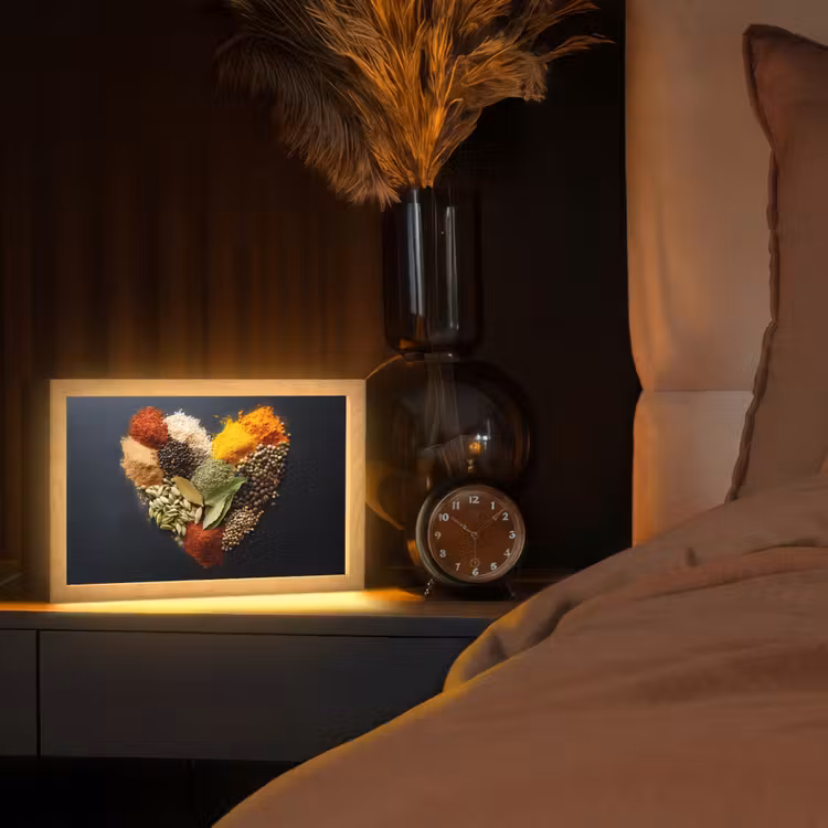 Specerijen - Mix - Hartvorm - Zwart Light Box met kabel (Tafellamp) klein -sfeer1