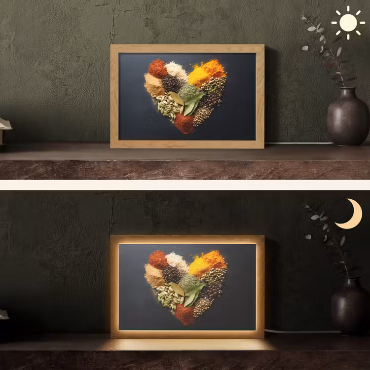 Specerijen - Mix - Hartvorm - Zwart Light Box met kabel (Tafellamp) klein -sfeer3