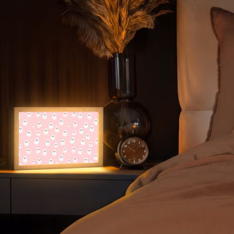 Spookjes - Patroon - Roze Light Box met kabel (Tafellamp) klein 924 -sfeer1