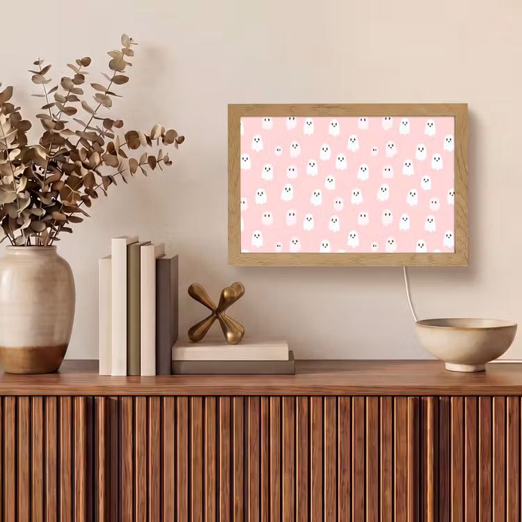 Spookjes - Patroon - Roze Light Box met kabel (Tafellamp) klein 924 -sfeer2