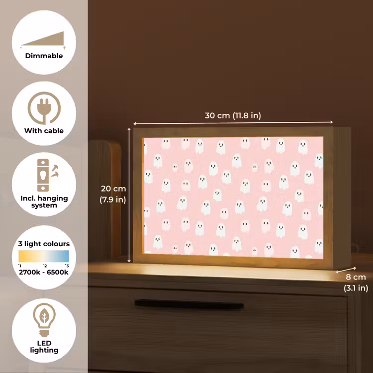 Spookjes - Patroon - Roze Light Box met kabel (Tafellamp) klein 924 -USP_EN