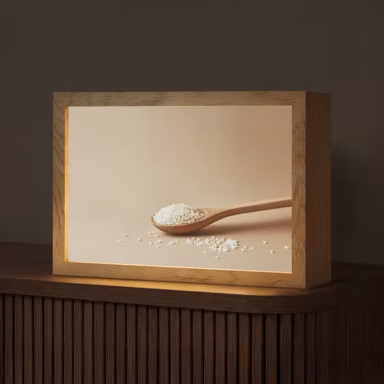 Lepel - Rijst - Hout - Beige Light Box met kabel (Tafellamp) klein -z3d_website