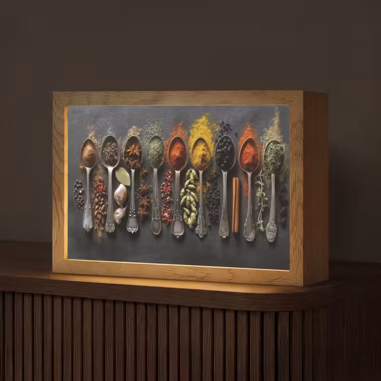 Lepels - Specerijen - Kaneel - Chili Light Box met kabel (Tafellamp) klein -z3d_website