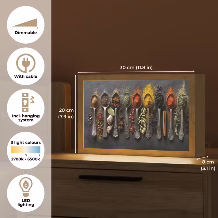 Lepels - Specerijen - Kaneel - Chili Light Box met kabel (Tafellamp) klein -USP_EN