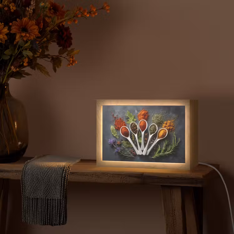 Lepels - Wit - Poeder - Kruiden Light Box met kabel (Tafellamp) klein -sfeer4