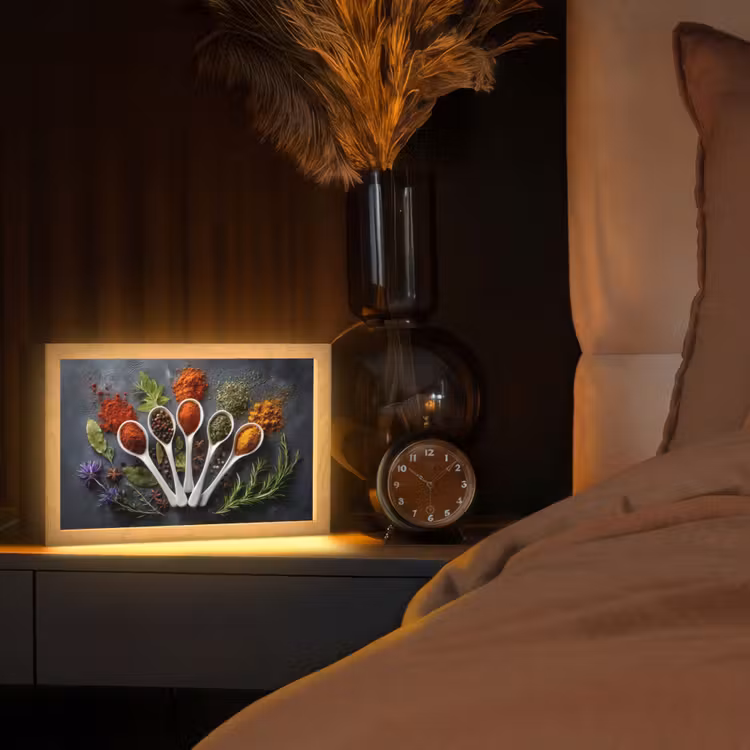 Lepels - Wit - Poeder - Kruiden Light Box met kabel (Tafellamp) klein -sfeer1