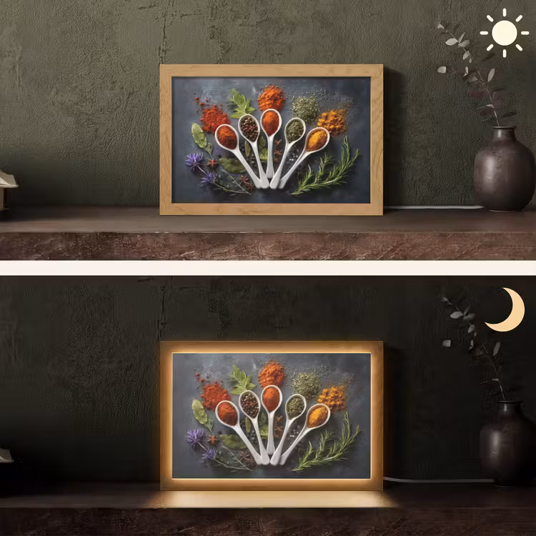 Lepels - Wit - Poeder - Kruiden Light Box met kabel (Tafellamp) klein -sfeer3