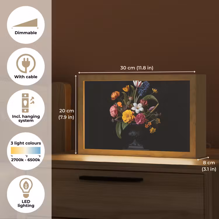 Lente - Bloemen - Klassiek - Vaas Light Box met kabel (Tafellamp) klein -USP_EN