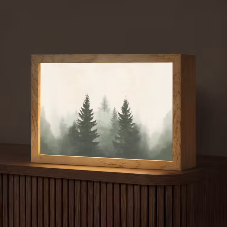 Sparren - Bomen - Groen - Beige Light Box met kabel (Tafellamp) klein -z3d_website
