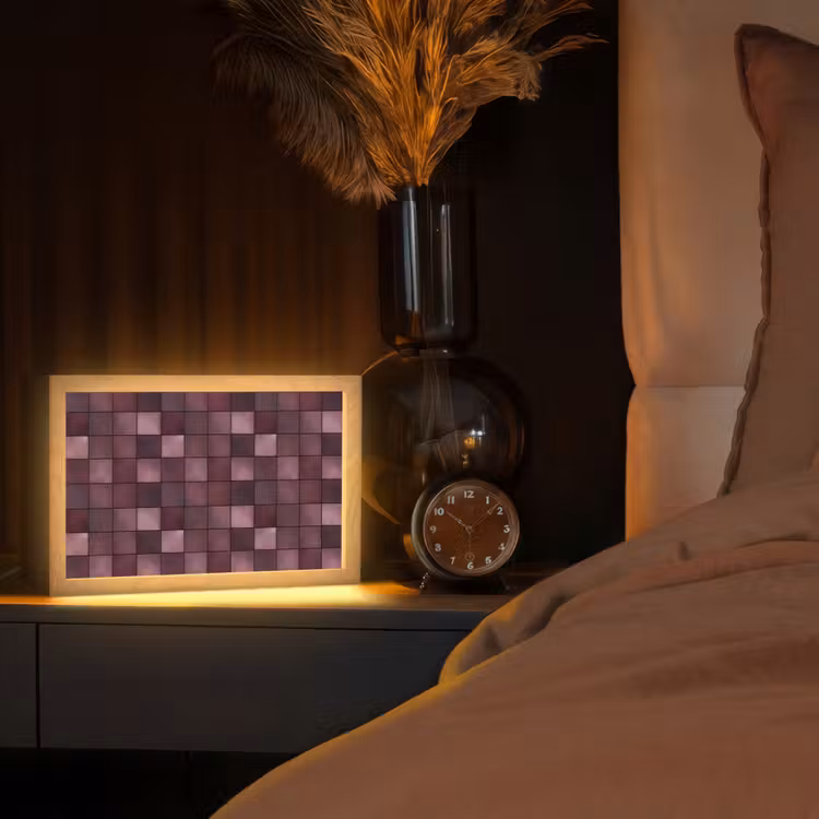 Vierkant - Tegel - Patroon - Paars Light Box met kabel (Tafellamp) klein 924 -sfeer1