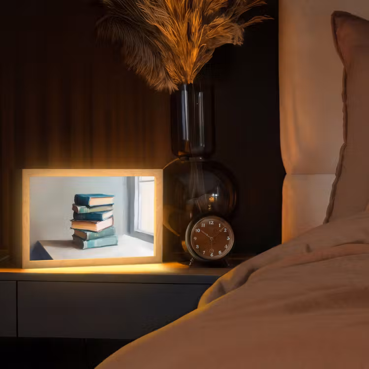 Stapel - Boeken - Groen - Daglicht Light Box met kabel (Tafellamp) klein -sfeer1